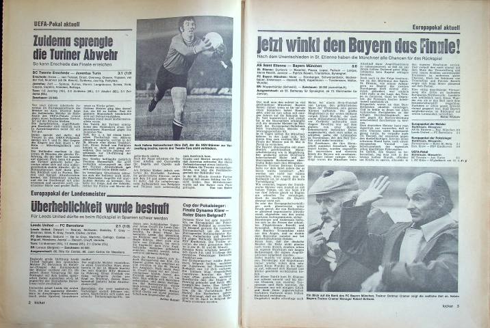Inhaltsverzeichnis Kicker 29/1975