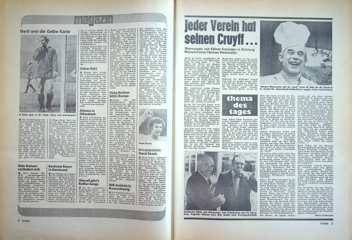 Inhaltsverzeichnis Kicker 29/1976
