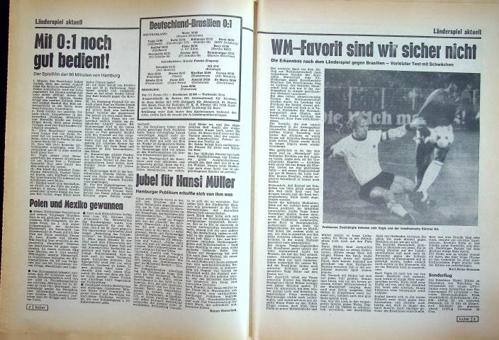 Inhaltsverzeichnis Kicker 29/1978