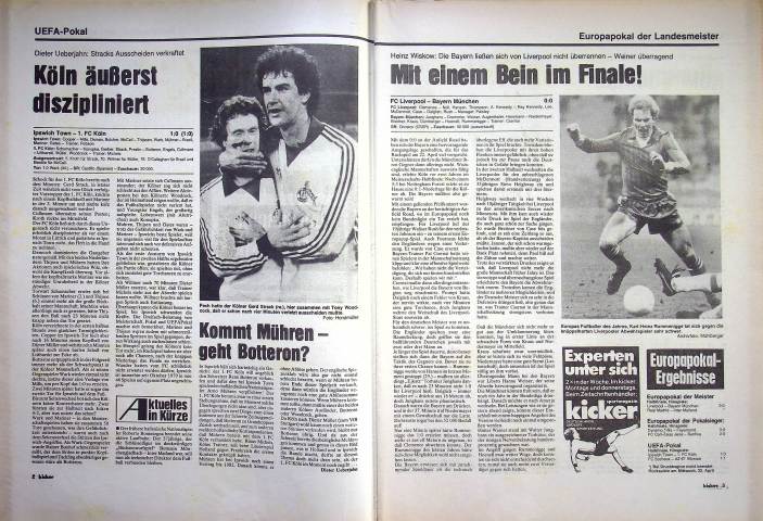 Inhaltsverzeichnis Kicker 29/1981