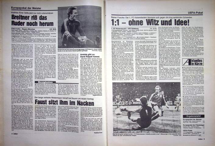 Inhaltsverzeichnis Kicker 29/1982