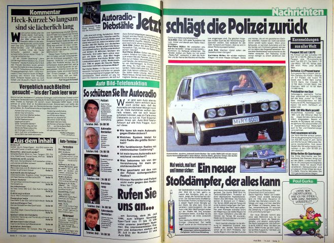 Inhaltsverzeichnis Auto Bild 29/1986