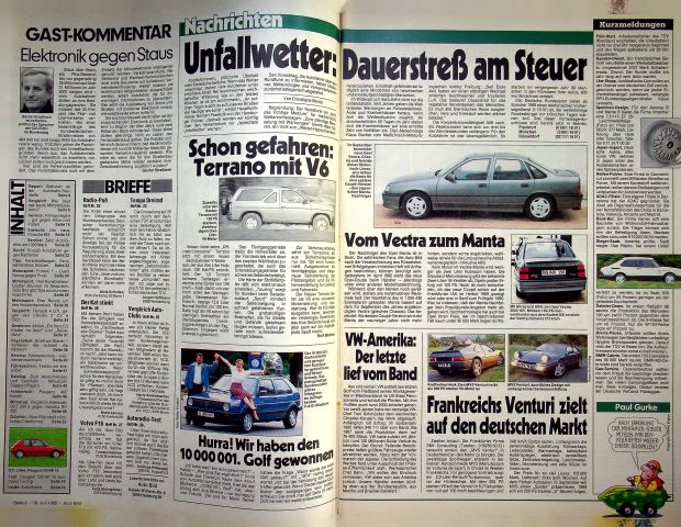 Inhaltsverzeichnis Auto Bild 29/1988