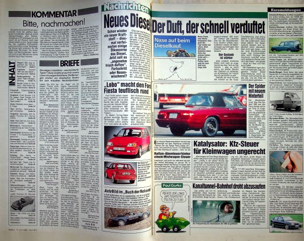 Inhaltsverzeichnis Auto Bild 29/1989