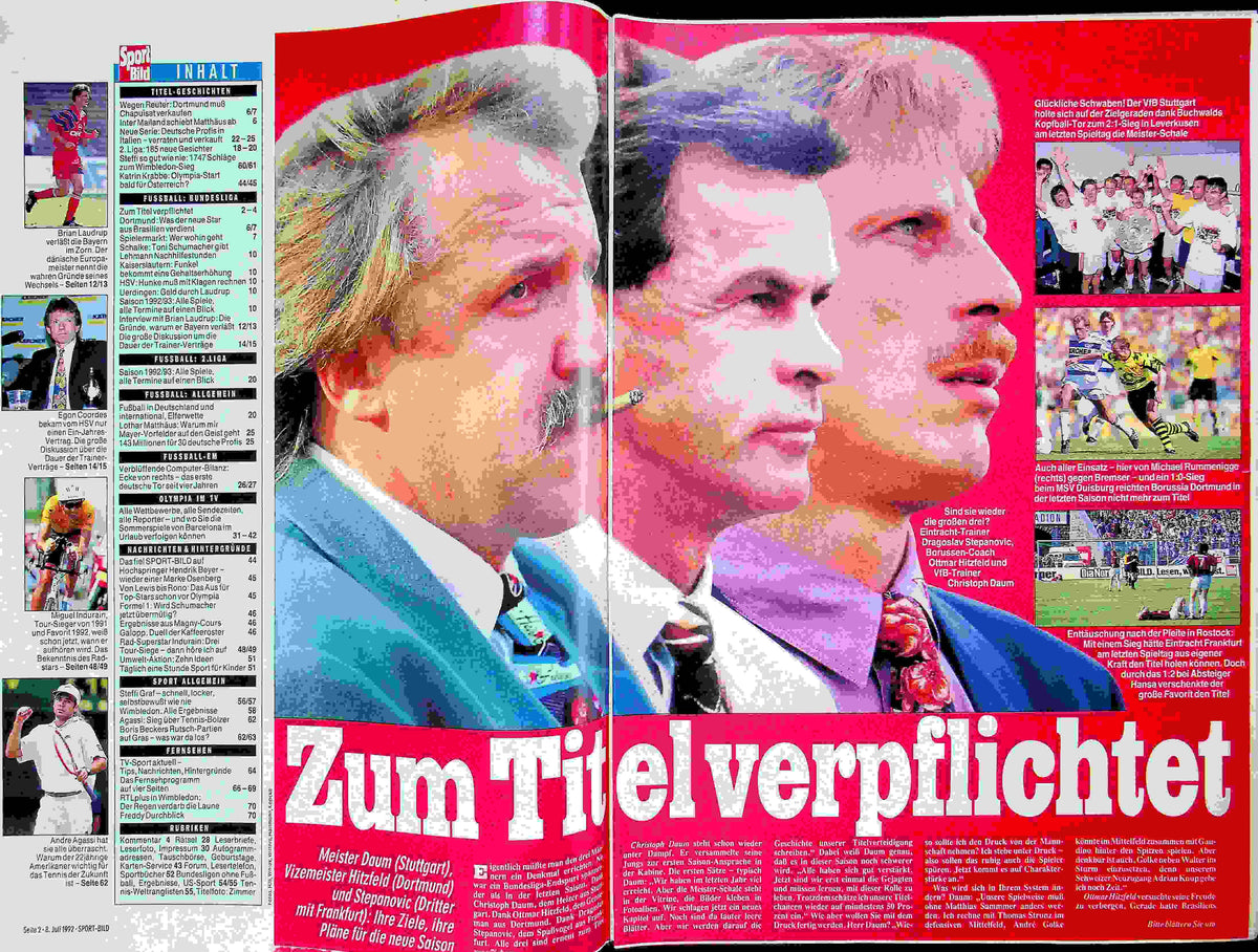 Inhaltsverzeichnis Sport Bild 29/1992