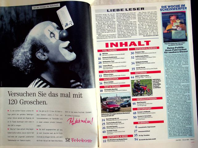 Inhaltsverzeichnis Auto Bild 29/1994