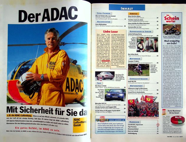 Inhaltsverzeichnis Auto Bild 29/1996