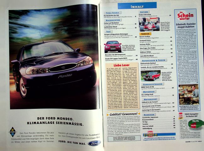 Inhaltsverzeichnis Auto Bild 29/1997