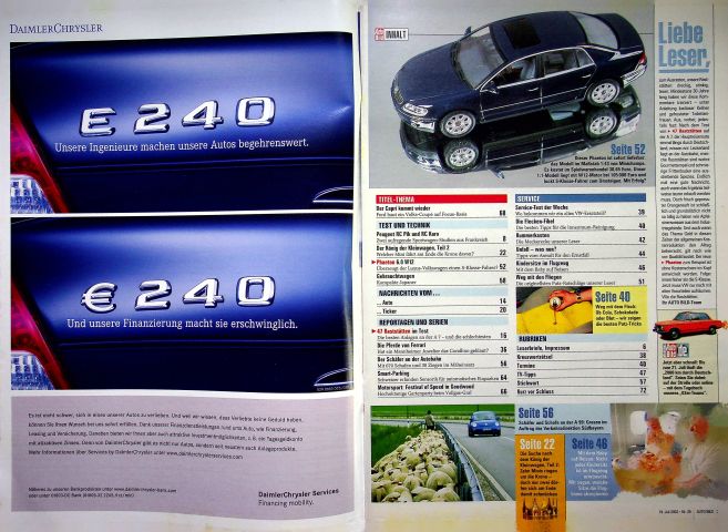 Inhaltsverzeichnis Auto Bild 29/2002
