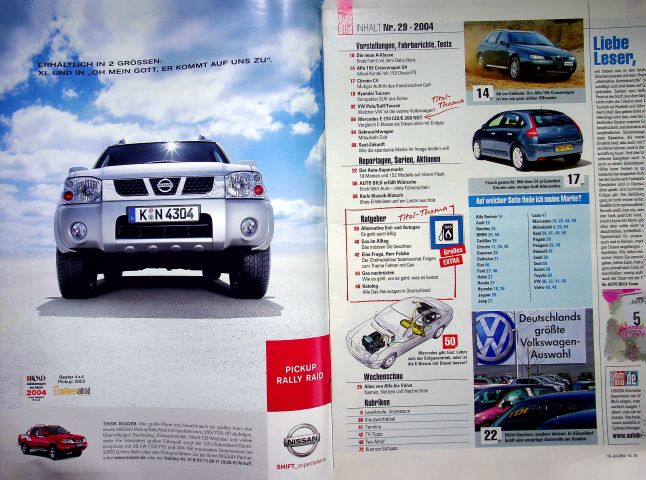 Inhaltsverzeichnis Auto Bild 29/2004