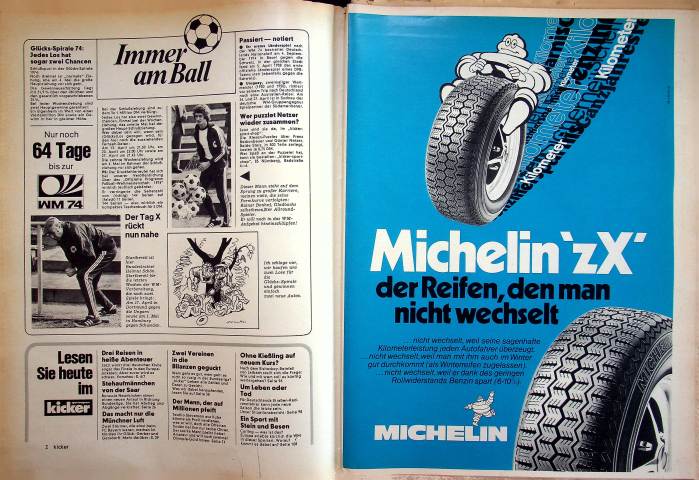 Inhaltsverzeichnis Kicker 30/1974