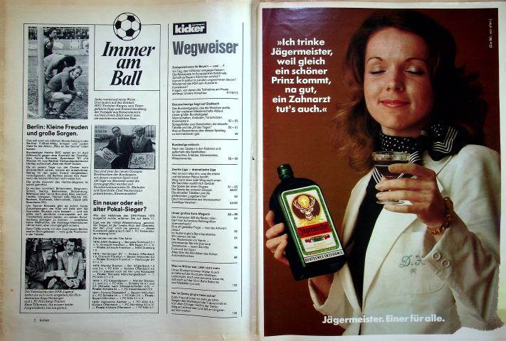 Inhaltsverzeichnis Kicker 30/1976