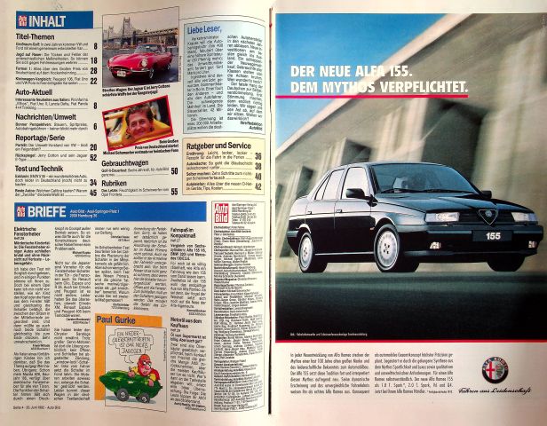 Inhaltsverzeichnis Auto Bild 30/1992