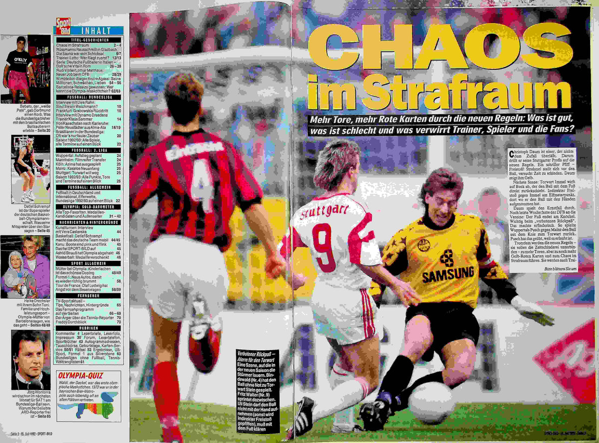 Inhaltsverzeichnis Sport Bild 30/1992