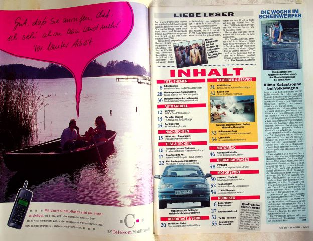 Inhaltsverzeichnis Auto Bild 30/1994