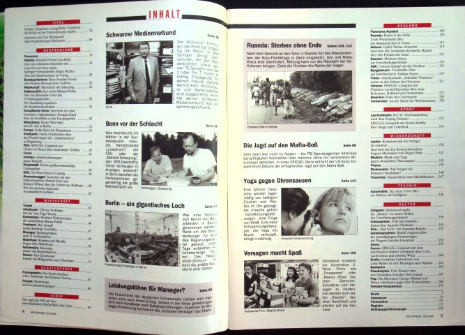 Inhaltsverzeichnis Spiegel 30/1994