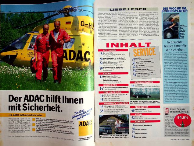 Inhaltsverzeichnis Auto Bild 30/1995