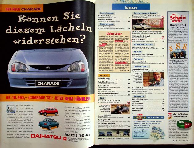 Inhaltsverzeichnis Auto Bild 30/1996