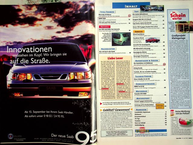 Inhaltsverzeichnis Auto Bild 30/1997