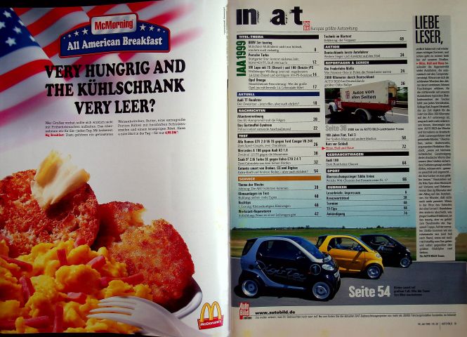 Inhaltsverzeichnis Auto Bild 30/1999