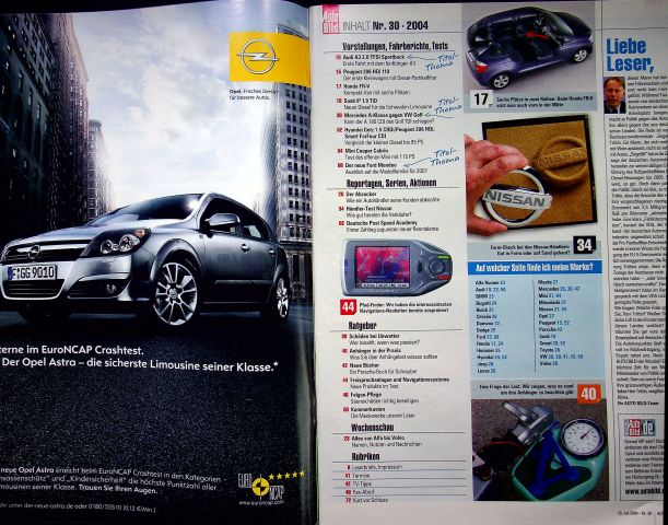 Inhaltsverzeichnis Auto Bild 30/2004