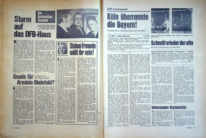 Inhaltsverzeichnis Kicker 31/1972