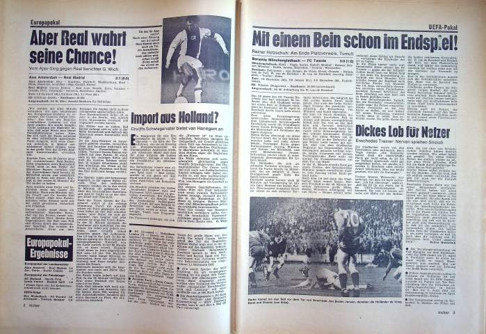 Inhaltsverzeichnis Kicker 31/1973