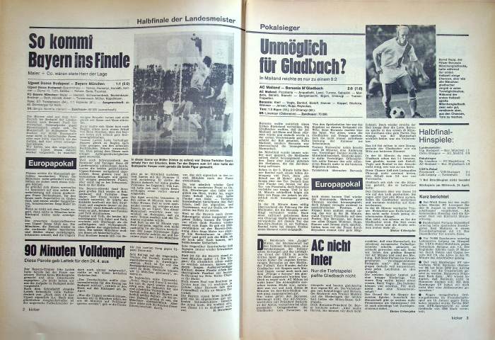 Inhaltsverzeichnis Kicker 31/1974