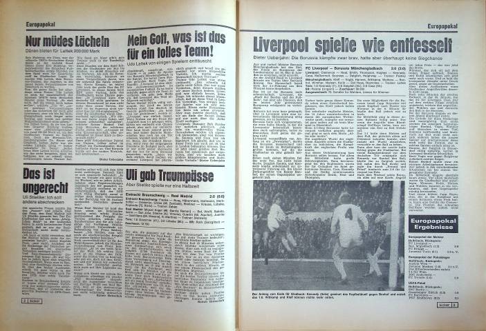 Inhaltsverzeichnis Kicker 31/1978