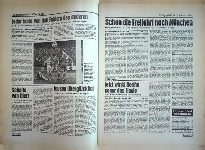 Inhaltsverzeichnis Kicker 31/1979