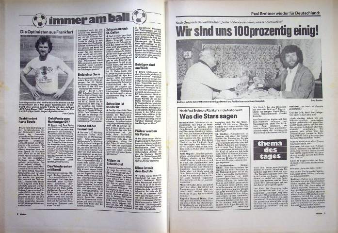 Inhaltsverzeichnis Kicker 31/1981
