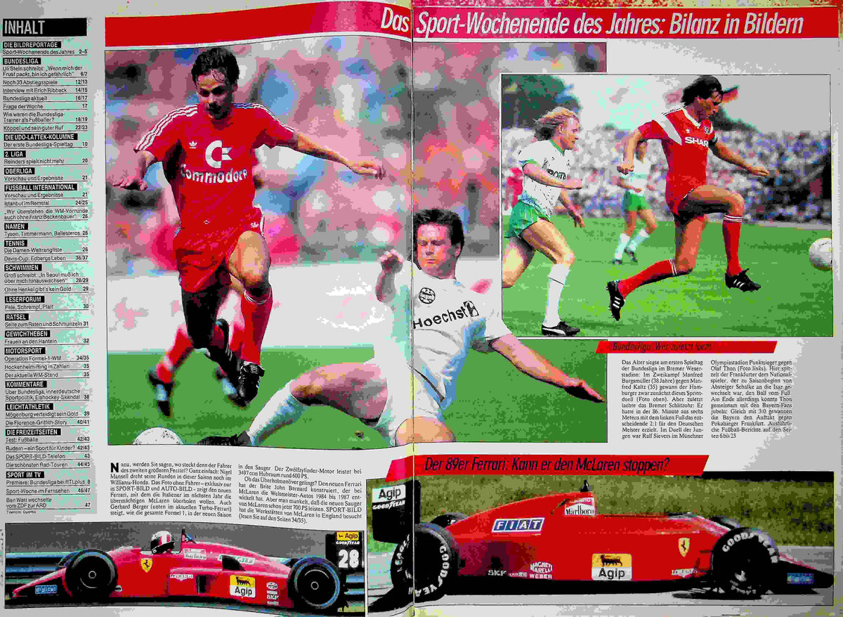 Inhaltsverzeichnis Sport Bild 31/1988