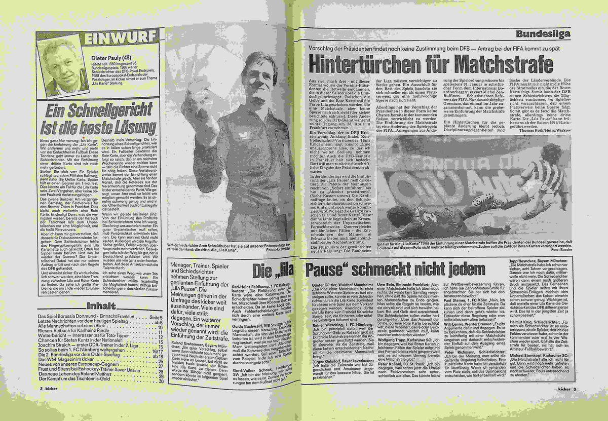 Inhaltsverzeichnis Kicker 31/1990