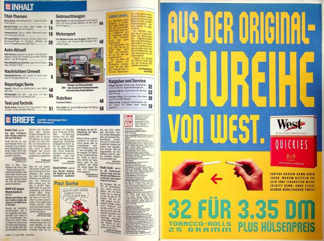 Inhaltsverzeichnis Auto Bild 31/1992