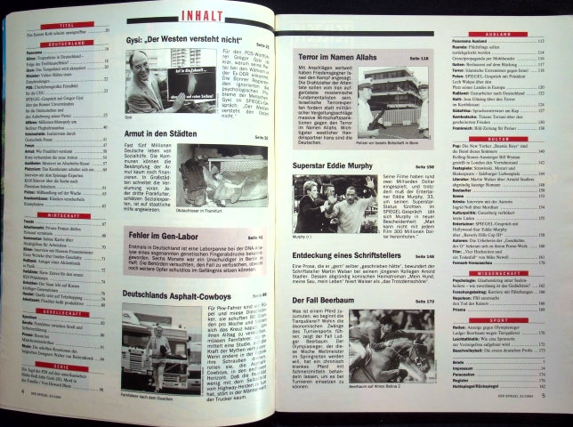 Inhaltsverzeichnis Spiegel 31/1994