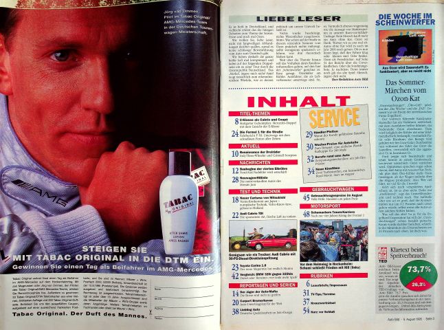 Inhaltsverzeichnis Auto Bild 31/1995