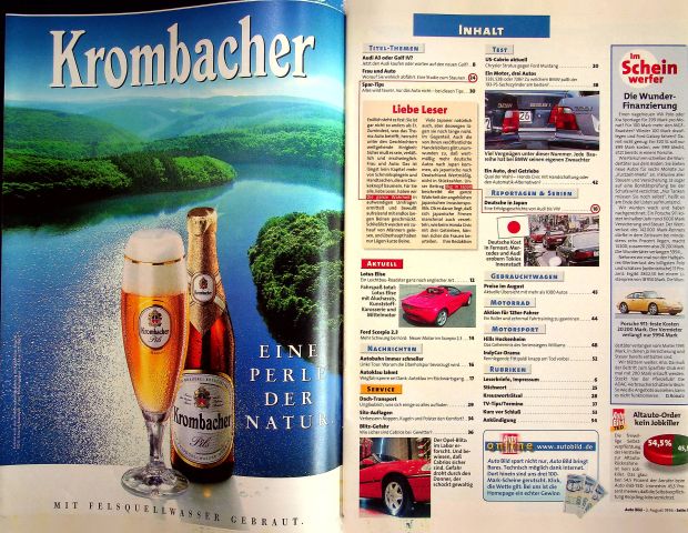 Inhaltsverzeichnis Auto Bild 31/1996