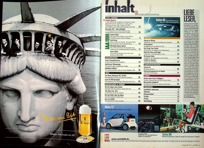 Inhaltsverzeichnis Auto Bild 31/1999