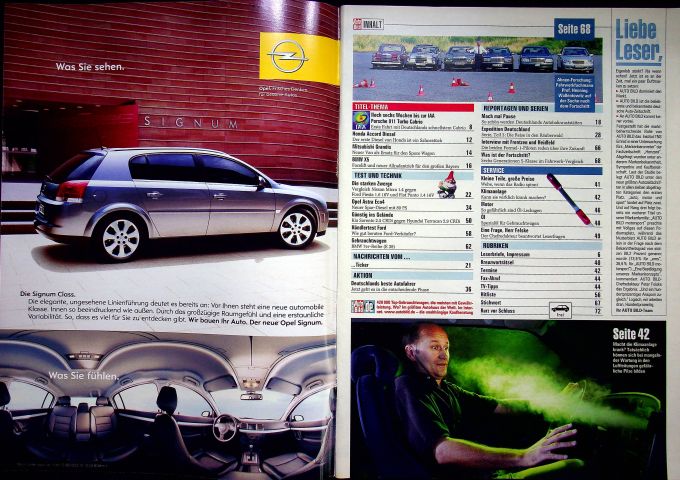 Inhaltsverzeichnis Auto Bild 31/2003