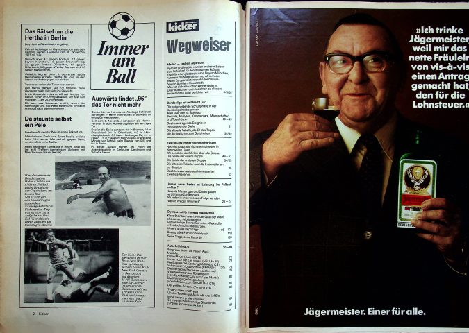 Inhaltsverzeichnis Kicker 32/1976