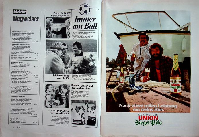 Inhaltsverzeichnis Kicker 32/1977