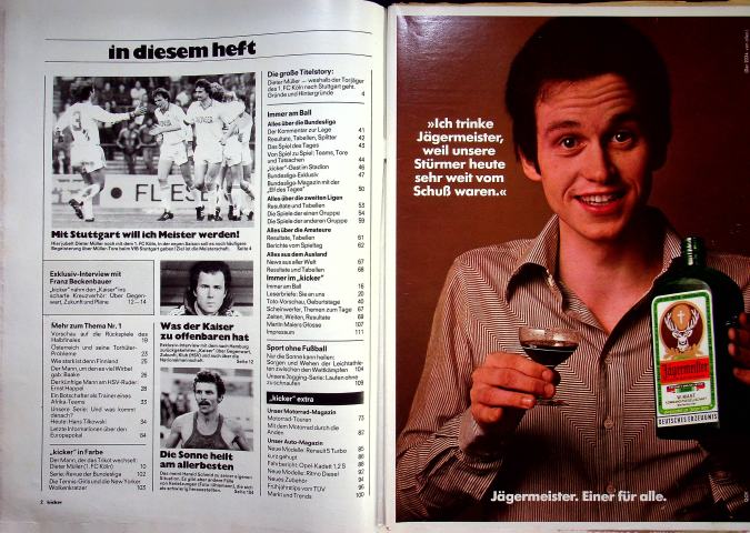 Inhaltsverzeichnis Kicker 32/1981