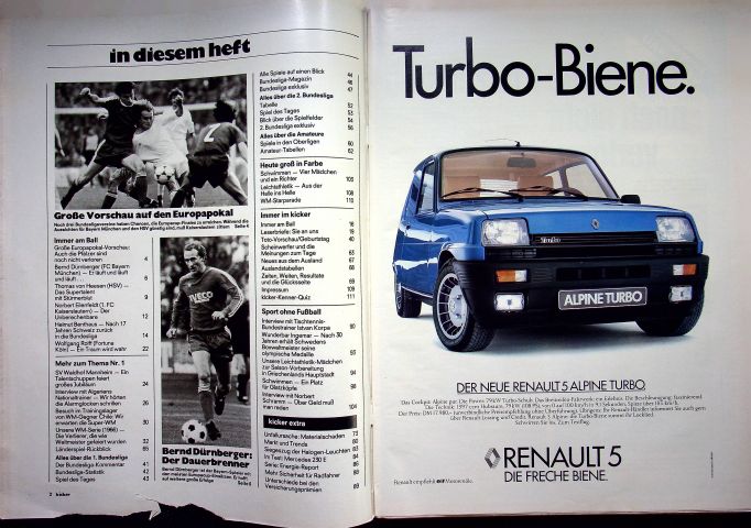 Inhaltsverzeichnis Kicker 32/1982