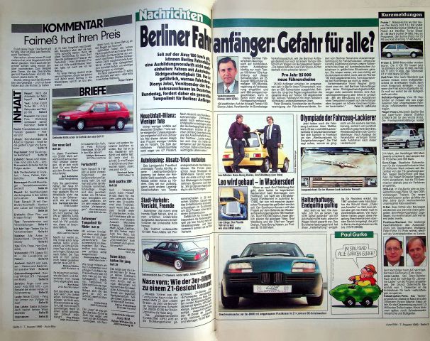 Inhaltsverzeichnis Auto Bild 32/1989