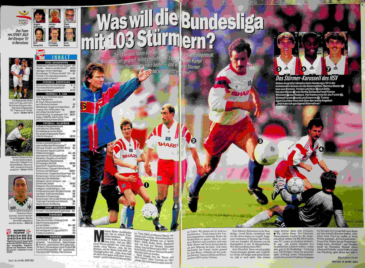 Inhaltsverzeichnis Sport Bild 32/1992
