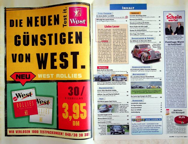 Inhaltsverzeichnis Auto Bild 32/1996