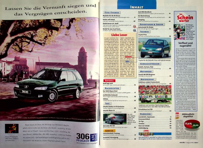 Inhaltsverzeichnis Auto Bild 32/1998