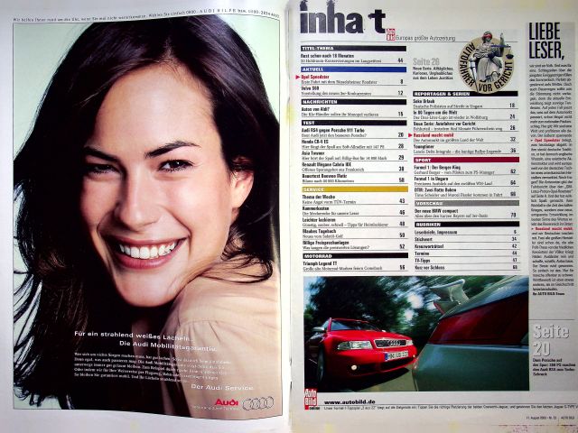 Inhaltsverzeichnis Auto Bild 32/2000