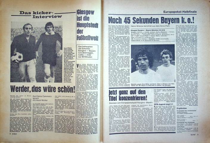 Inhaltsverzeichnis Kicker 33/1972