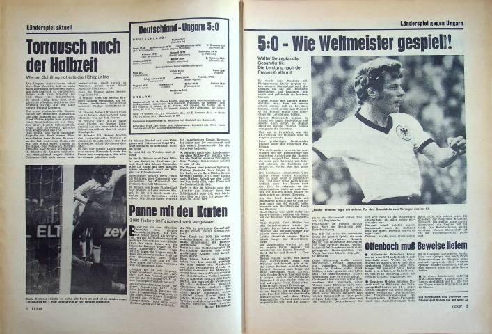 Inhaltsverzeichnis Kicker 33/1974